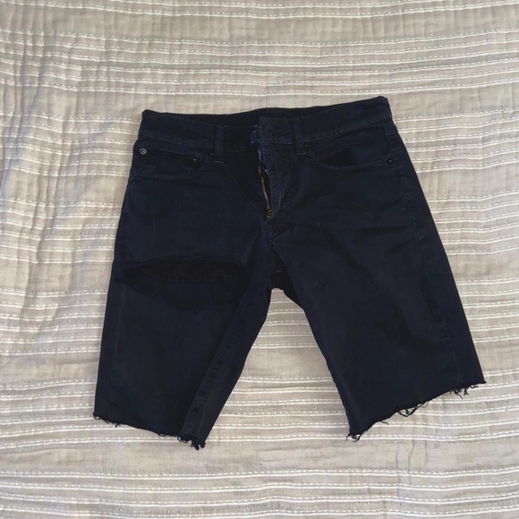 lucky brand black shants cut off distressed shorts grunge vintage ripped bottoms - Picture 5 of 16
